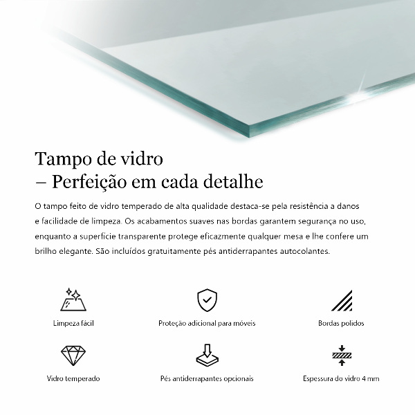 Transparentná obdĺžniková stolová doska