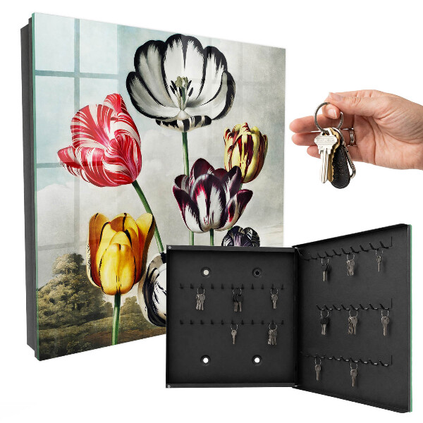 Skrinka na kľúče Retro tulipány
