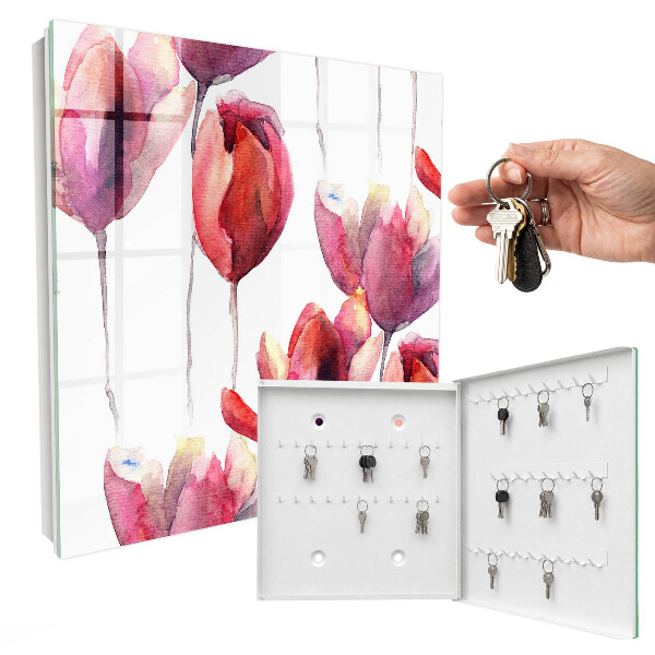 Skrinka na kľúče Akvarelové tulipány
