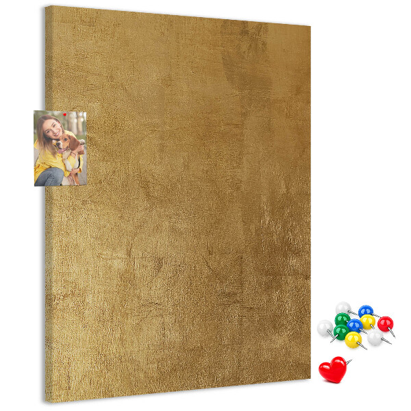 Korková nástenka Zlatý papier s farebnými špendlíkmi