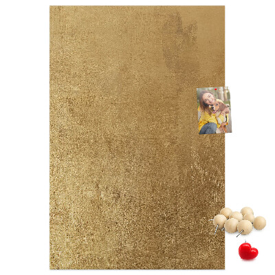 Korková nástenka Zlatý papier s farebnými špendlíkmi