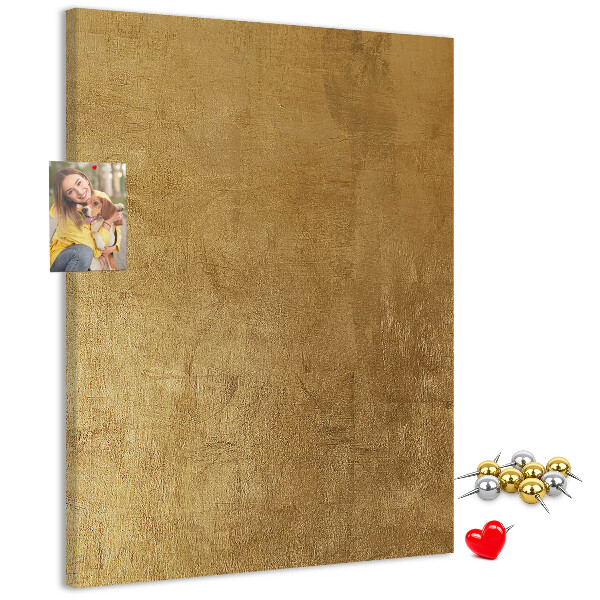 Korková nástenka Zlatý papier s farebnými špendlíkmi