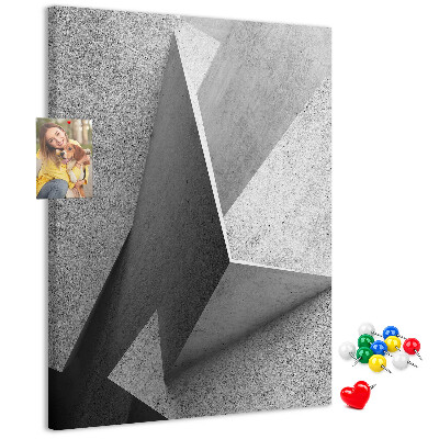 Korková nástenka Betónová geometria v odtieňoch sivej