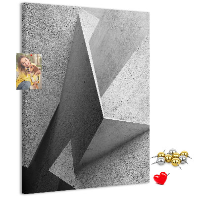 Korková nástenka Betónová geometria v odtieňoch sivej