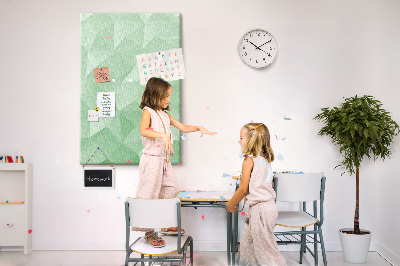 Korková nástenka na stenu Geometrické tvary v odtieňoch zelenej