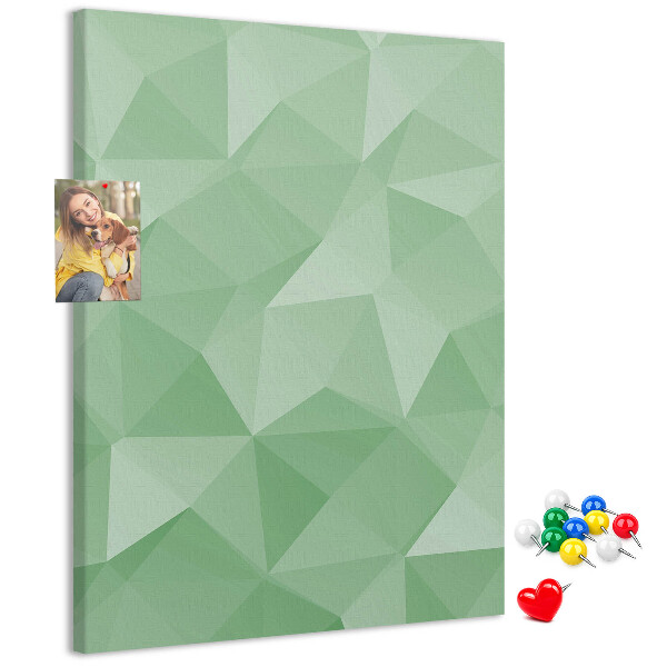 Korková nástenka na stenu Geometrické tvary v odtieňoch zelenej