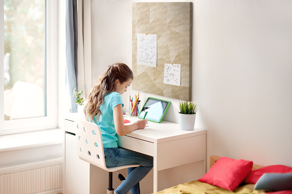 Korková nástenka Geometria v odtieňoch béžovej a hnedej