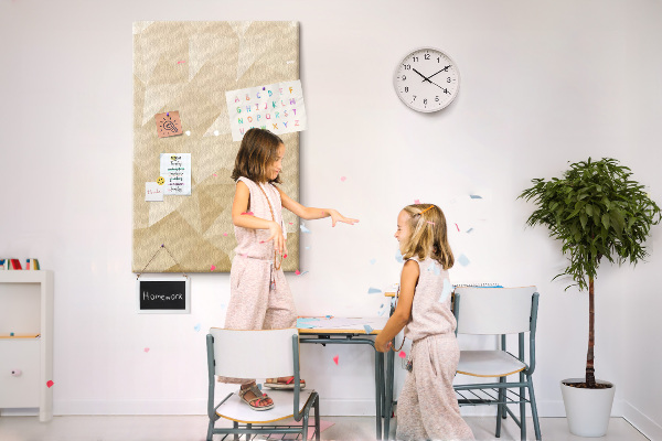 Korková nástenka Geometria v odtieňoch béžovej a hnedej