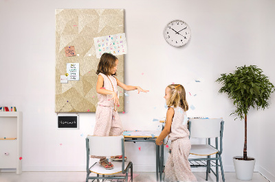Korková nástenka Geometria v odtieňoch béžovej a hnedej