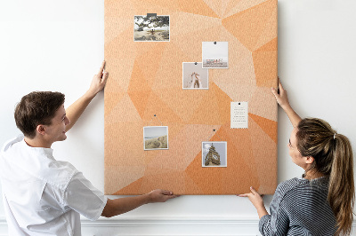 Korková nástenka Geometria v odtieňoch oranžovej a béžovej