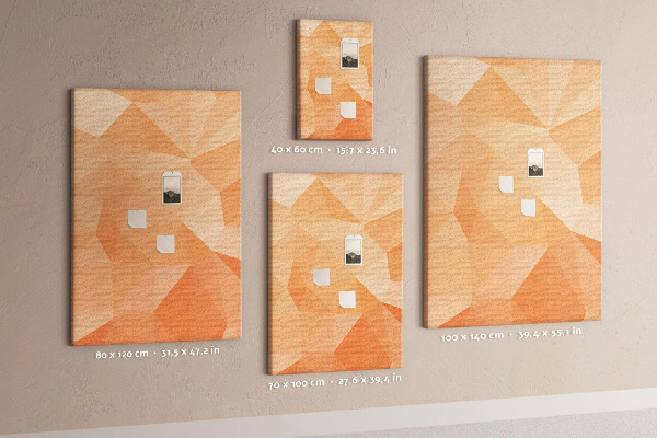 Korková nástenka Geometria v odtieňoch oranžovej a béžovej