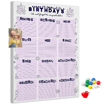 Nástenka do detskej izby Narodeninový kalendár s farebnými balónmi