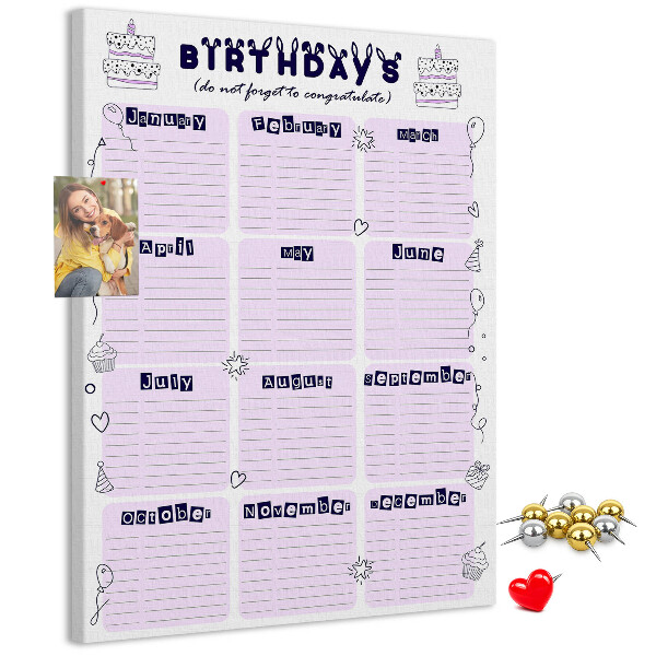 Nástenka do detskej izby Narodeninový kalendár s farebnými balónmi