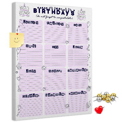 Nástenka do detskej izby Narodeninový kalendár s farebnými balónmi
