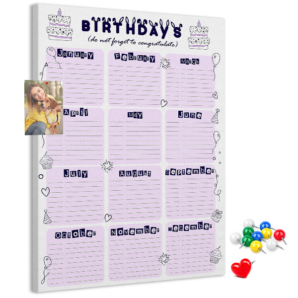 Nástenka do detskej izby Narodeninový kalendár s farebnými balónmi