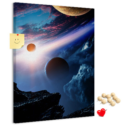 Korková nástenka Vesmírna krajina s planétami a oblakmi