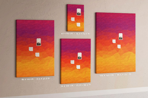 Korková nástenka Farebný gradient v odtieňoch oranžovej a fialovej