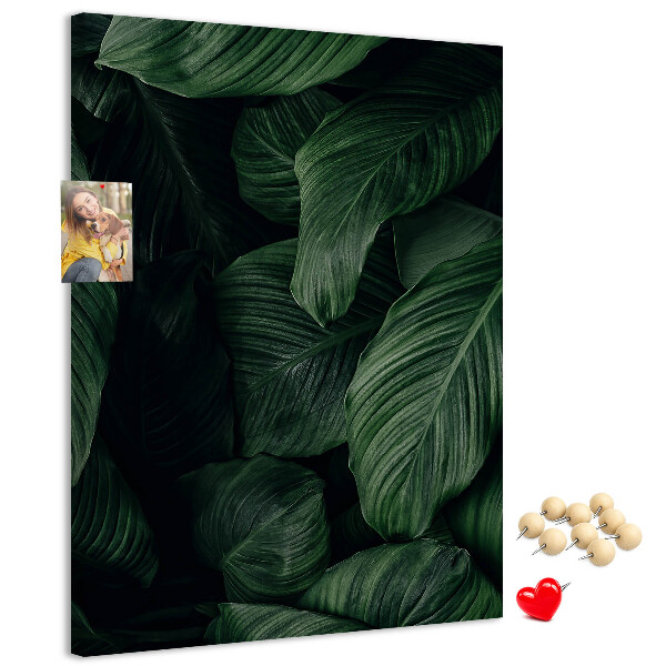 Nástenka do detskej izby Zelené listy na tmavom pozadí