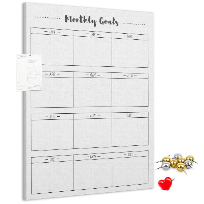 Korková nástenka na stenu Mesačný plánovač cieľov pre organizáciu