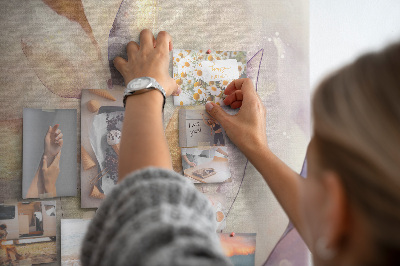 Korková nástenka Jemné listy v pastelových odtieňoch