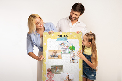 Korková nástenka Zápisník so srdiečkami a šálkou