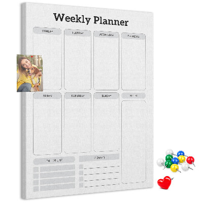 Korková nástenka na stenu Týždenný diár s priestorom na poznámky