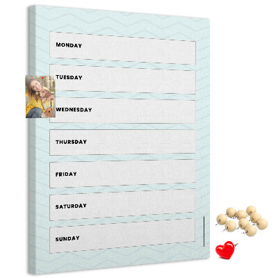Korková nástenka Týždenný plán v geometrickom vzore