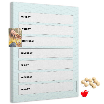 Korková nástenka Týždenný plán v geometrickom vzore