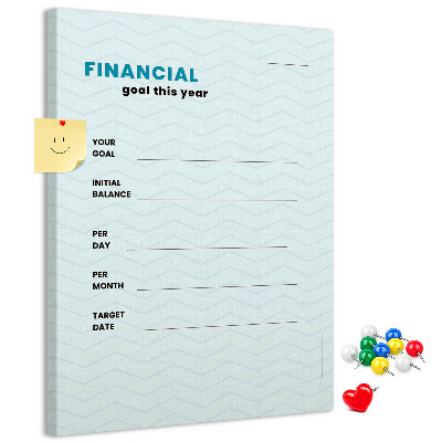 Korková nástenka Téma pre plánovanie finančných cieľov