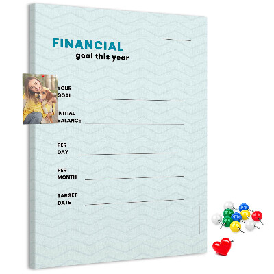 Korková nástenka Téma pre plánovanie finančných cieľov