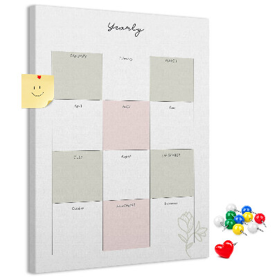 Korková nástenka Ročný diár s minimalistickým dizajnom