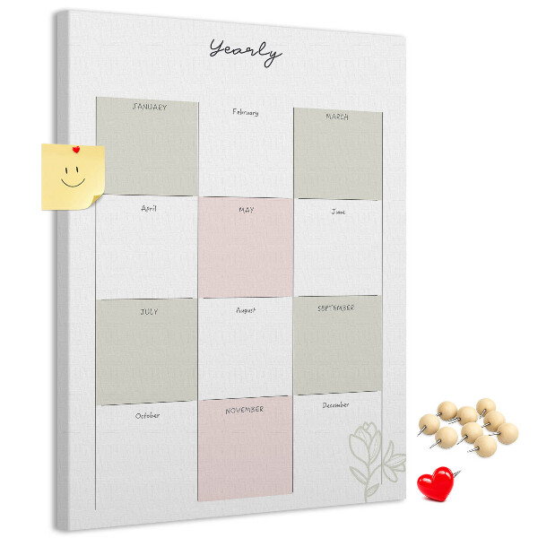 Korková nástenka Ročný diár s minimalistickým dizajnom
