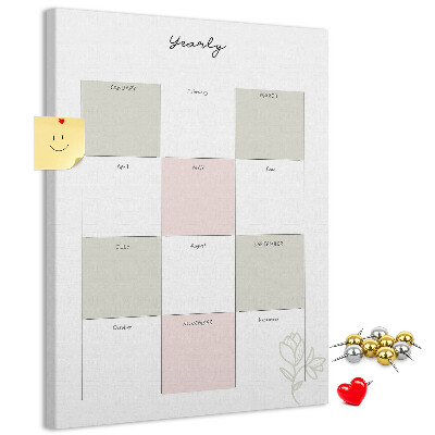 Korková nástenka Ročný diár s minimalistickým dizajnom