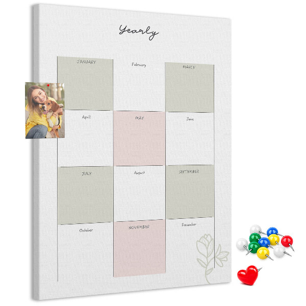 Korková nástenka Ročný diár s minimalistickým dizajnom
