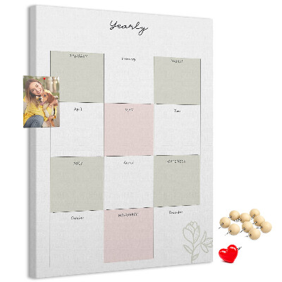 Korková nástenka Ročný diár s minimalistickým dizajnom