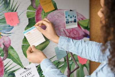 Korková nástenka Veselé plameniaky v tropickom prostredí