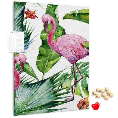 Korková nástenka Veselé plameniaky v tropickom prostredí