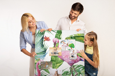Korková nástenka Veselé plameniaky v tropickom prostredí