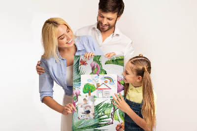 Korková nástenka Veselé plameniaky v tropickom prostredí