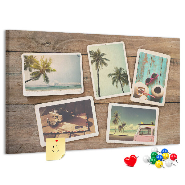 Korková nástenka na stenu Fotografie na pamiatku z tropickej dovolenky