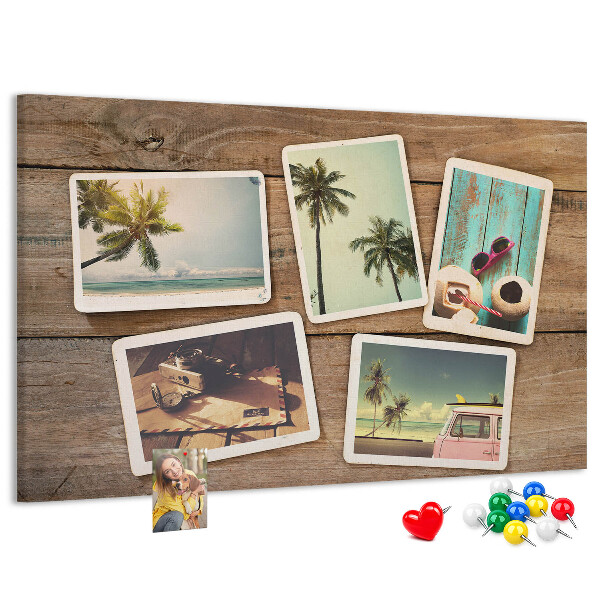 Korková nástenka na stenu Fotografie na pamiatku z tropickej dovolenky