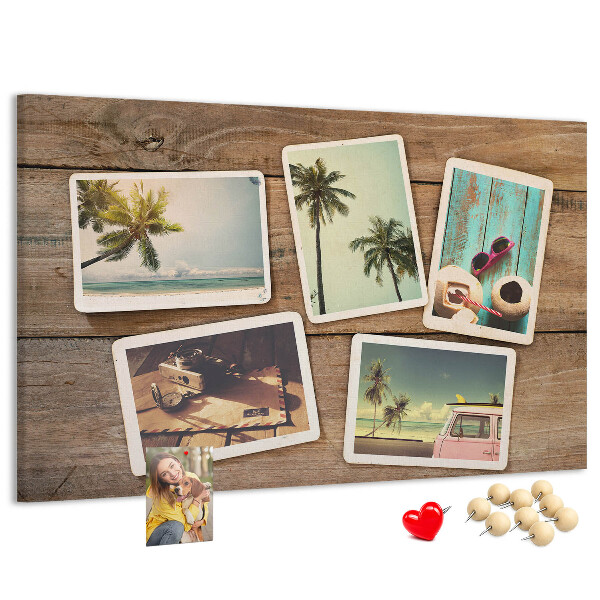 Korková nástenka na stenu Fotografie na pamiatku z tropickej dovolenky