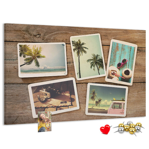 Korková nástenka na stenu Fotografie na pamiatku z tropickej dovolenky