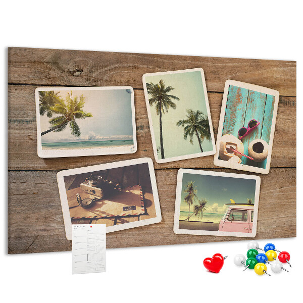 Korková nástenka na stenu Fotografie na pamiatku z tropickej dovolenky