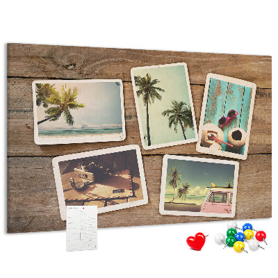 Korková nástenka na stenu Fotografie na pamiatku z tropickej dovolenky