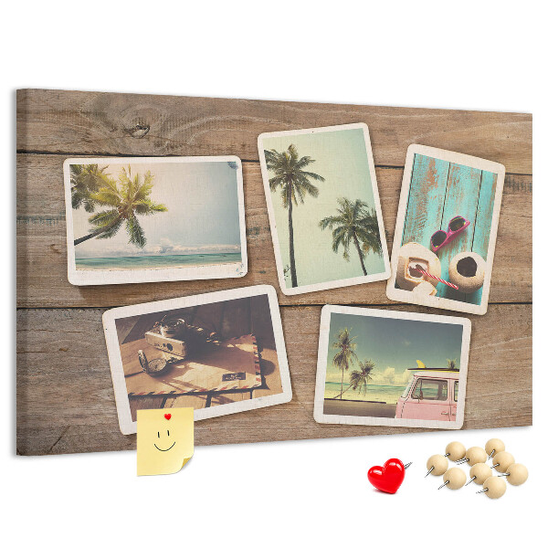 Korková nástenka na stenu Fotografie na pamiatku z tropickej dovolenky