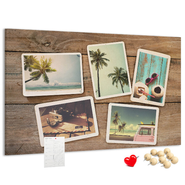 Korková nástenka na stenu Fotografie na pamiatku z tropickej dovolenky