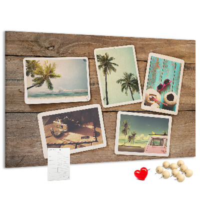 Korková nástenka na stenu Fotografie na pamiatku z tropickej dovolenky