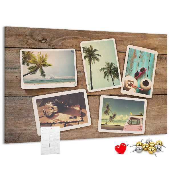 Korková nástenka na stenu Fotografie na pamiatku z tropickej dovolenky