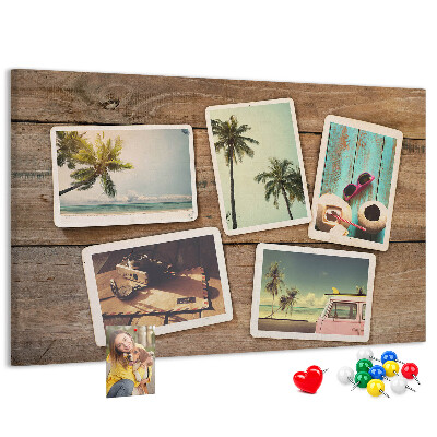 Korková nástenka na stenu Fotografie na pamiatku z tropickej dovolenky